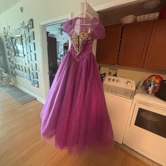 Allure Bridals Dresses & Skirts - Allure Bridals Purple Sequin Tulle Ball Gown with Puffy Sleeves